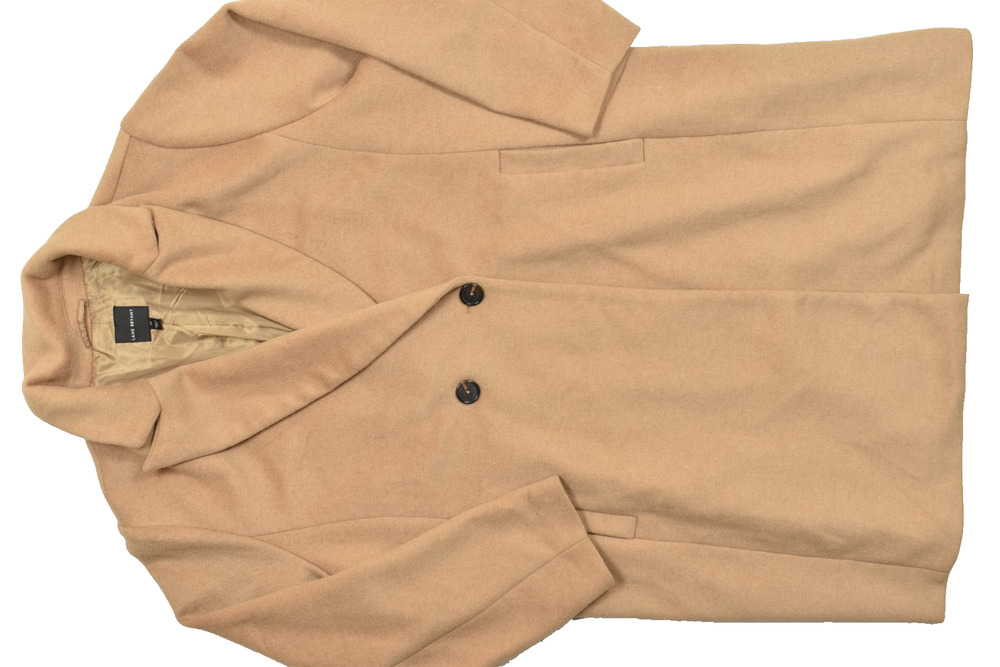 Lane Bryant Camel Wool Blend Double Breasted Pea Coat Jacket Plus Size 24